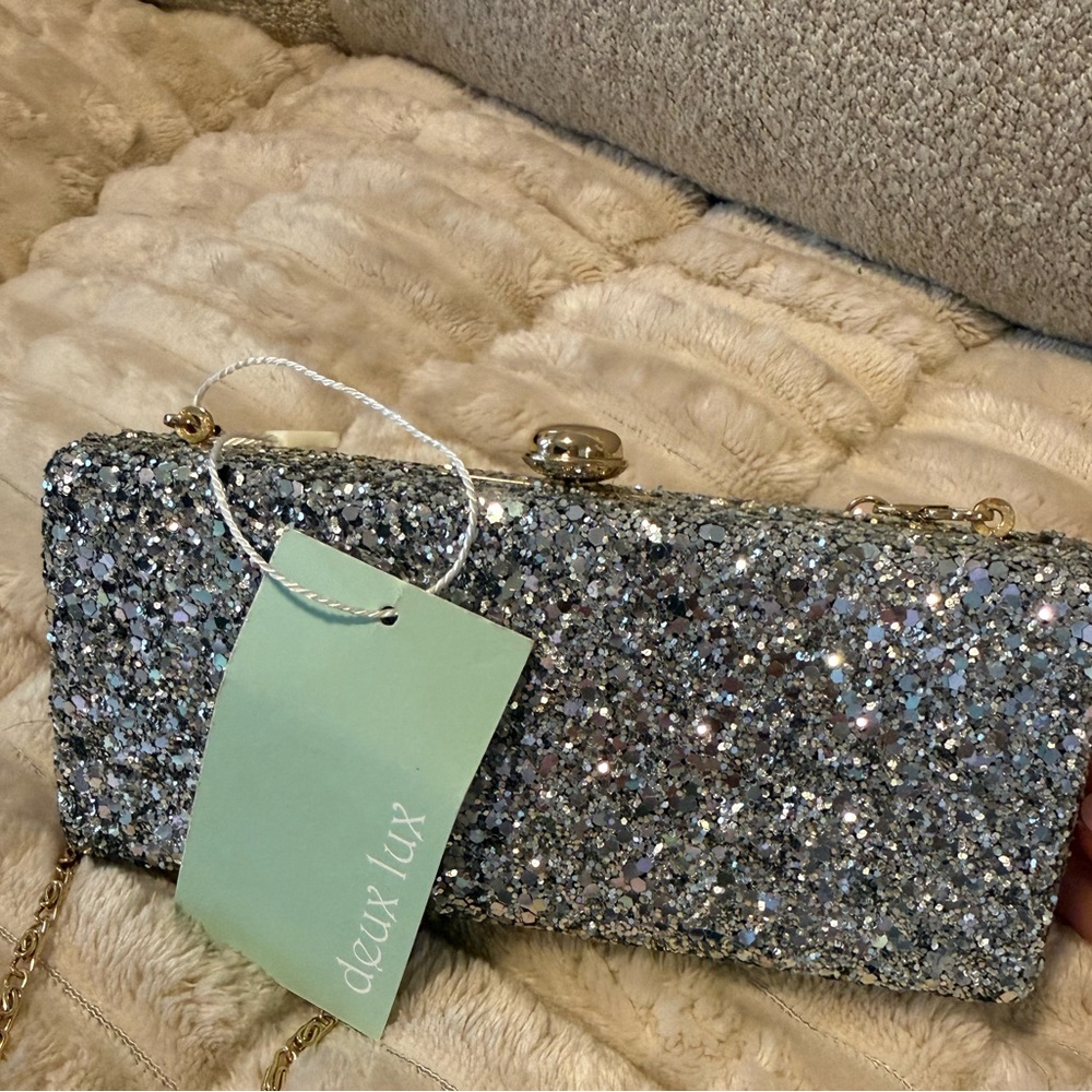 Deux Lux NWT starlight Sparkling Silver Clutch